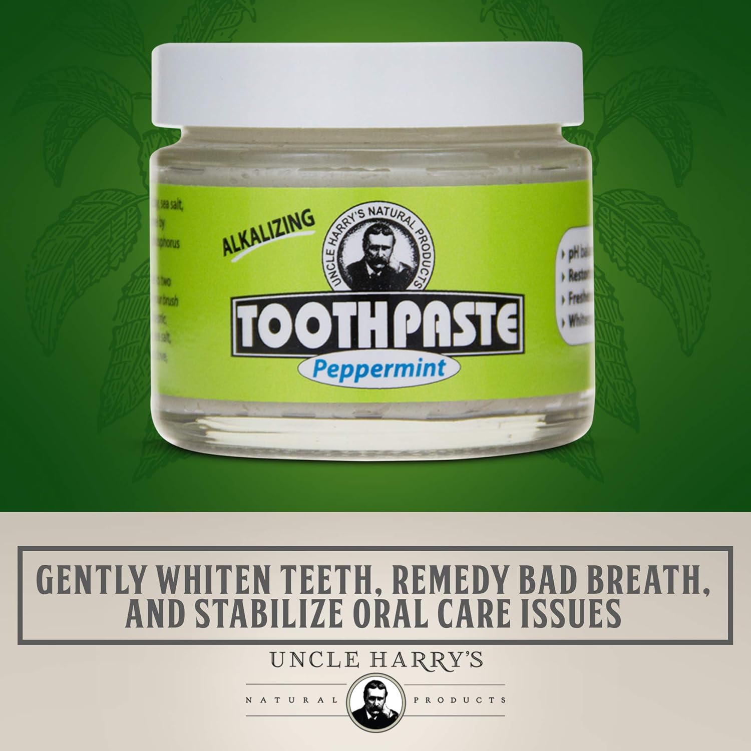 Acheter Dentifrice Reminéralisant À La Menthe Poivrée D'oncle Harry |  Dentifrice Blanchissant Naturel Rafraîchit L'haleine Et Favorise L'émail |  Dentifrice Sans Fluorure Végétalien (4 Paquets) En Ligne Dans Mauritius.  B01Dk4M5Le
