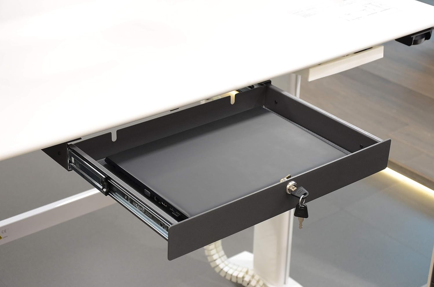 EBCO Steel Desk Drawer with Lock Drawer for Table/Desk Safe Laptop