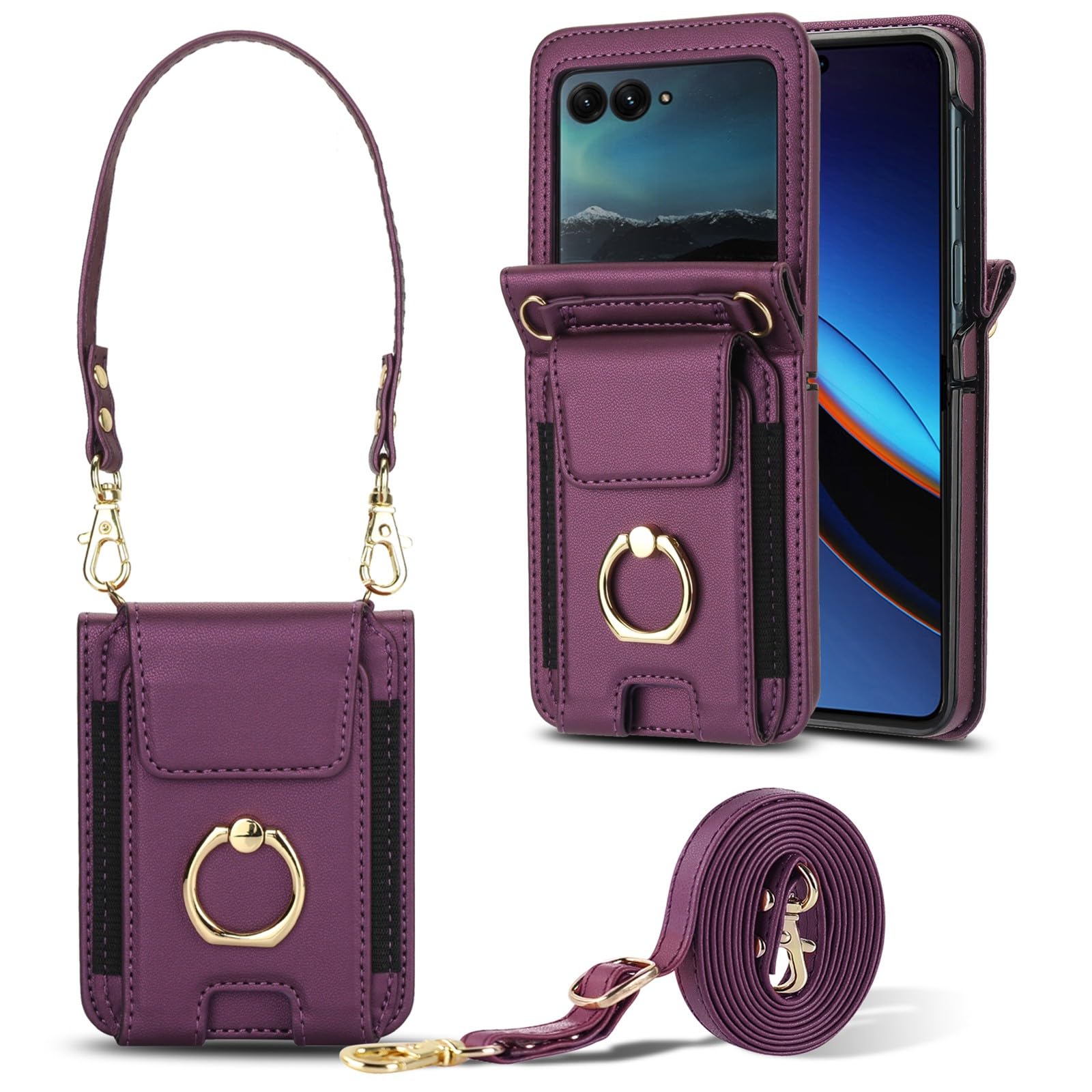 Coque Razr 2023 violette en cuir protégeant l'écran des rayures - 8