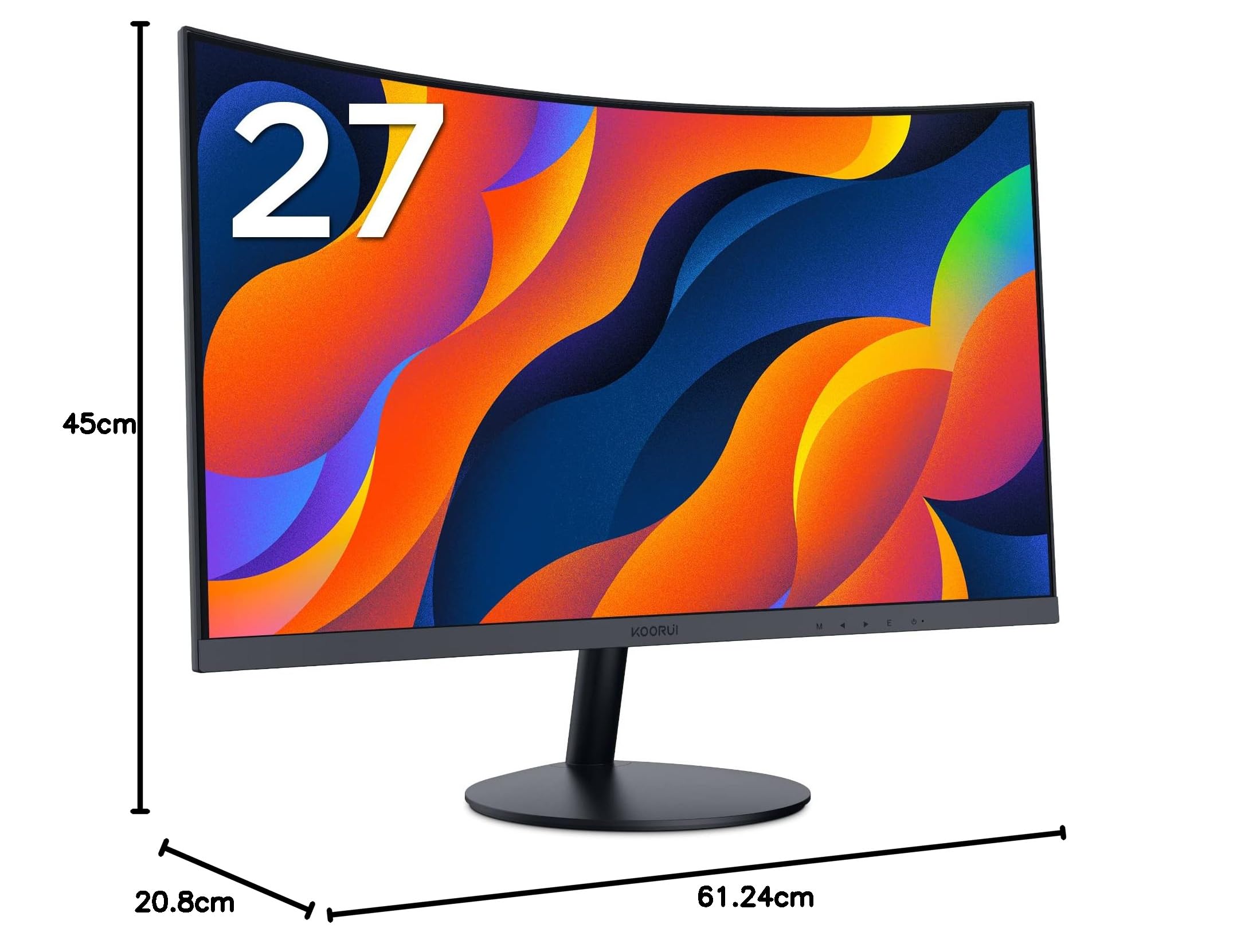KOORUI Ecran PC Incurvé 27 Pouces Full HD 75Hz 1500R Écran Moniteur 27N5CA | 1920 x 1080, VA 3000:1, HDMI1.2, VGA, Soin des Yeux, réglage de l'inclinaison, Ecran Gamer, Angle de Vision de 178°