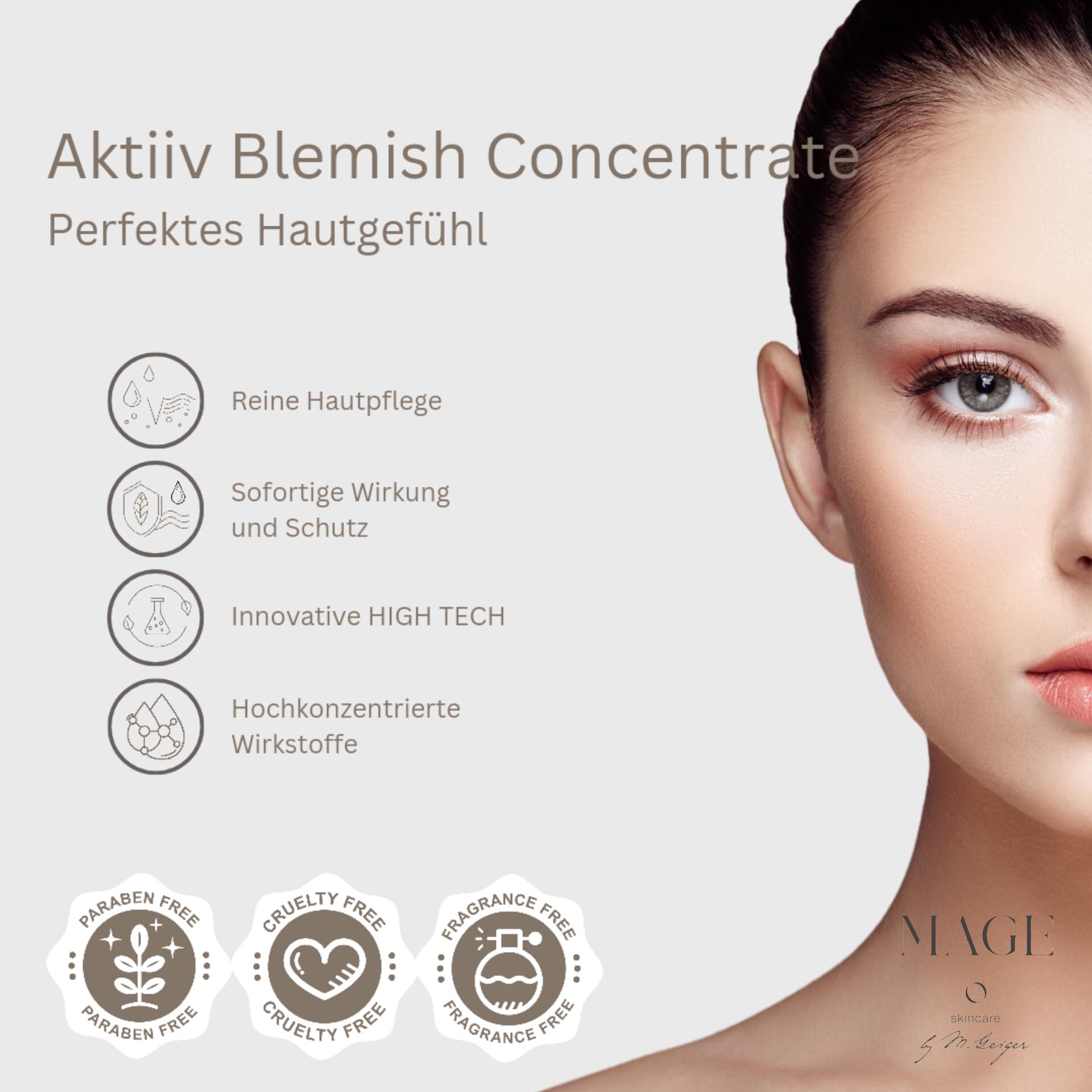 MAGE Siero attivo Blemish Concentrate per il viso profondo, per una pelle uniforme, cura della pelle del viso in caso di imperfezioni della pelle, vegano, prodotto in Germania