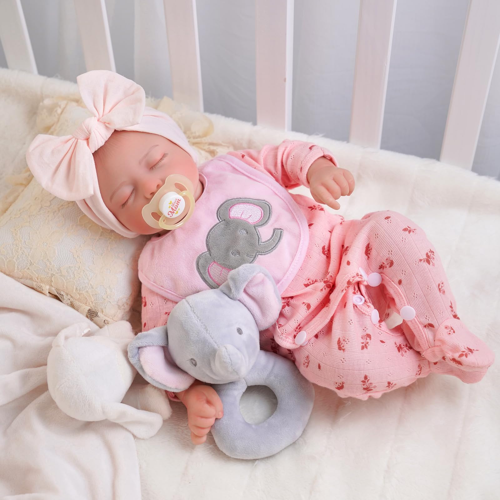 BABESIDE Reborn Baby Dolls Girl, 17 inch Realistic Baby Doll Soft Vinyl Silicone Real Life Like Looking Newborn Dolls