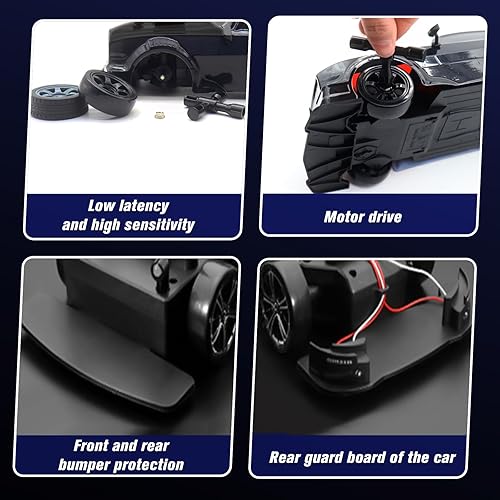 Miniatura 5 de Coche de deriva a control remoto a escala 116, 2.4 GHz, 4 WD, 40 KMH, auto de carreras RC de alta velocidad con faro, neumáticos de deriva y