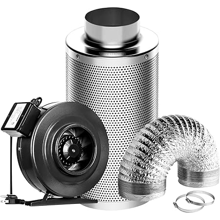 VIVOSUN Air Filtration Kit: 6 Inch 440 CFM Inline Fan, 6'' Carbon Filter  and 16 Feet of Ducting Combo