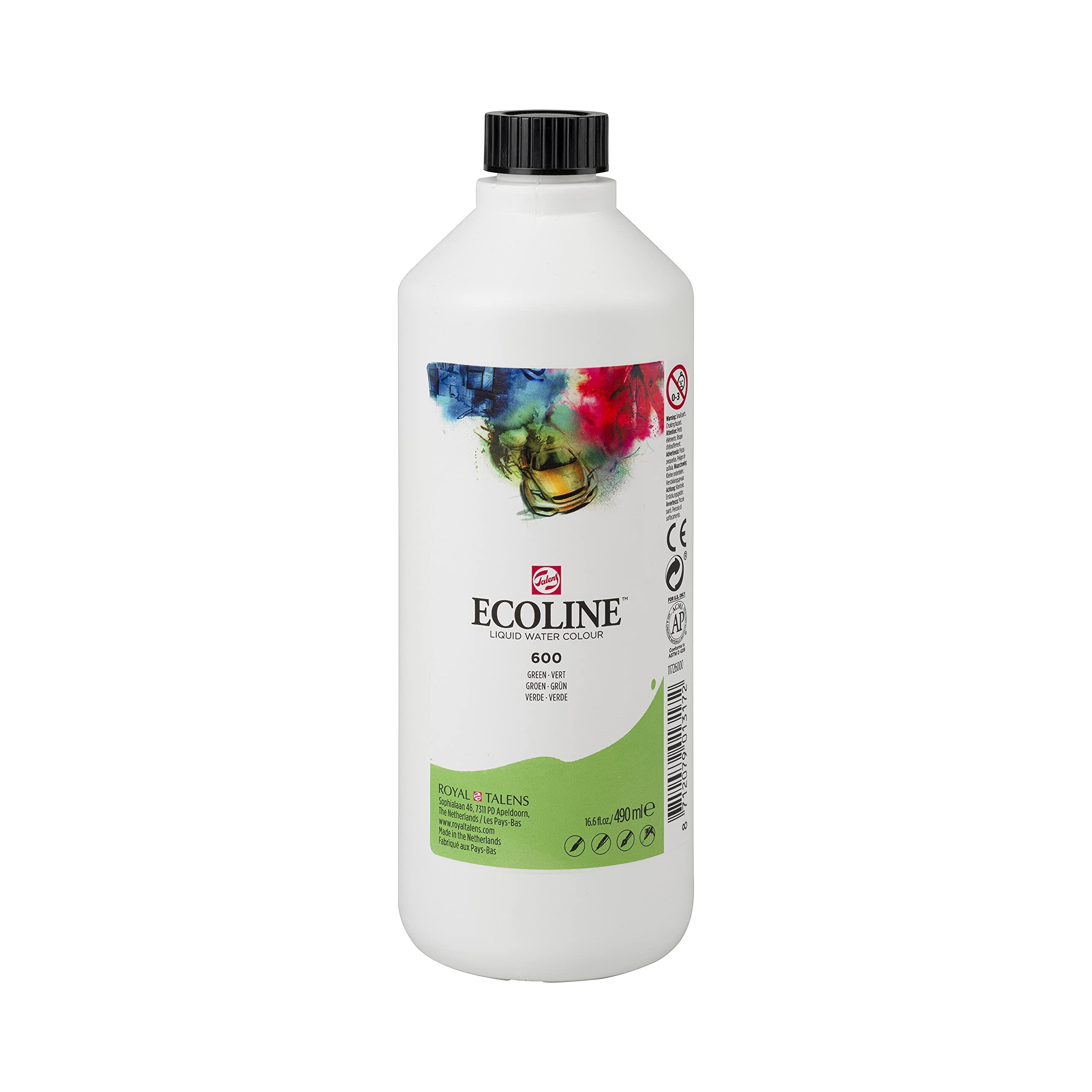 Ecoline Liquid Watercolour Bottle 490 ml Green 600 (11726000) — image 1