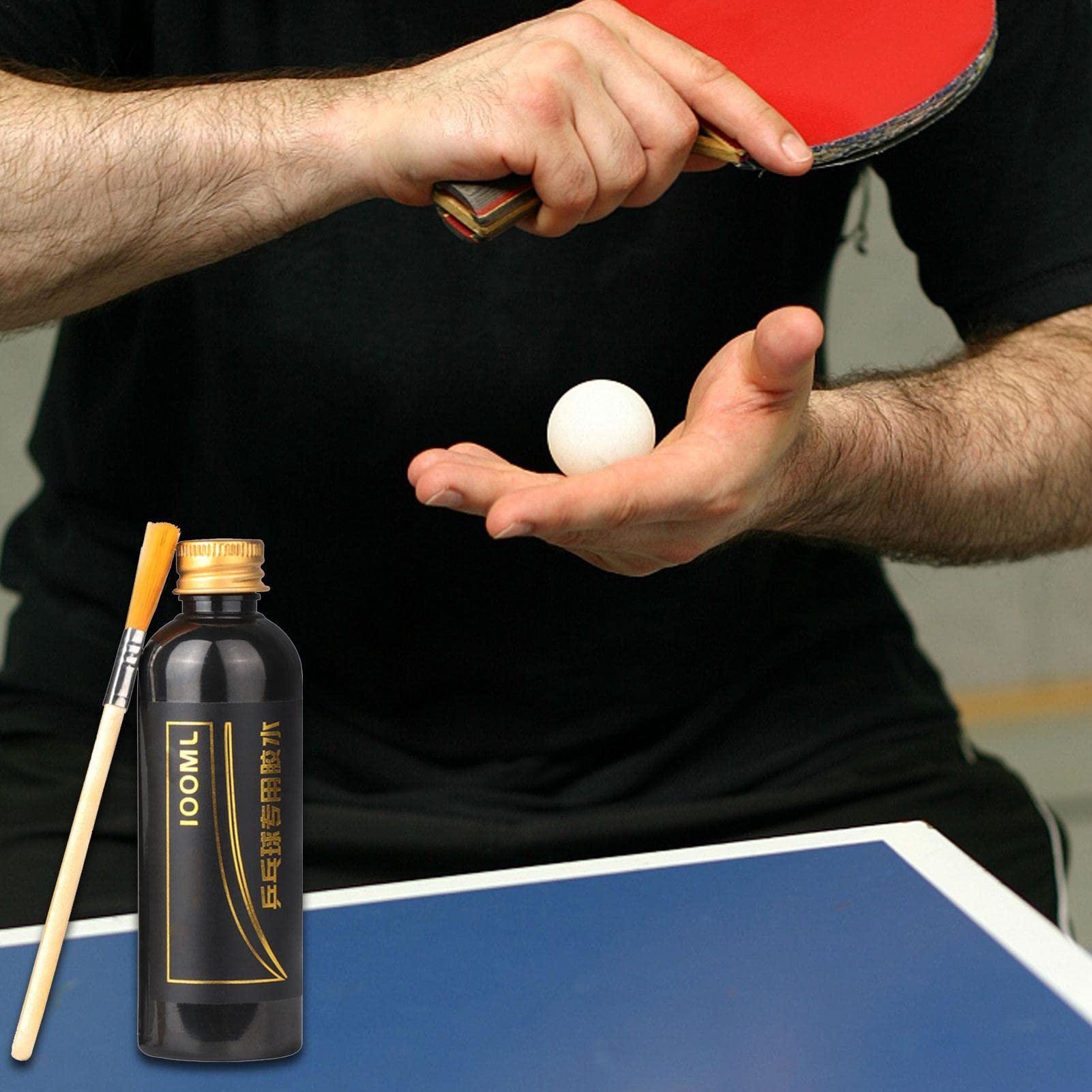 Colle pour table – 100 ml colle Pingpang avec pinceau spécial | Speed Liquid Super, caoutchouc raquette pingpong Colle liquipour assemblage raquettes table