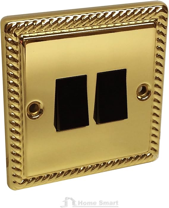 Brass Rope Double Light Switch 2 Gang 2 Way Electric Bright Brass Amazon.co.uk DIY