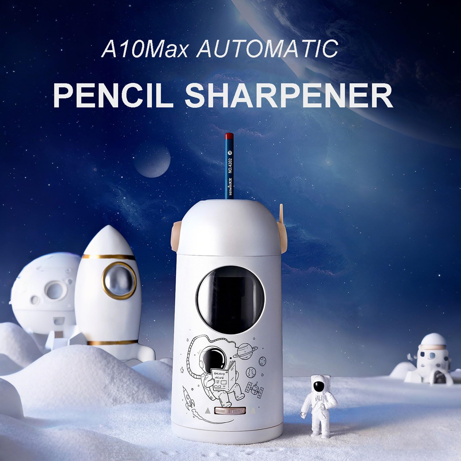Taille-crayon Électrique Entièrement Automatique pour Enfant, Taille-crayon Rechargeable USB Passe 6-12mm 3 Réglages Arrêt Auto Mains libres Sécurisé et Robuste pour École et Maison