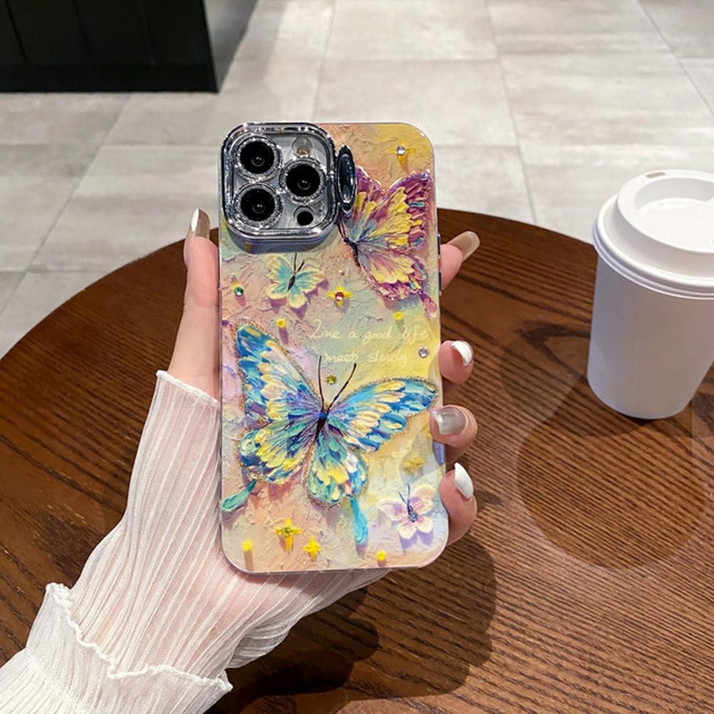 Étui iPhone 15 papillon coloré protégeant l'objectif des rayures - 8