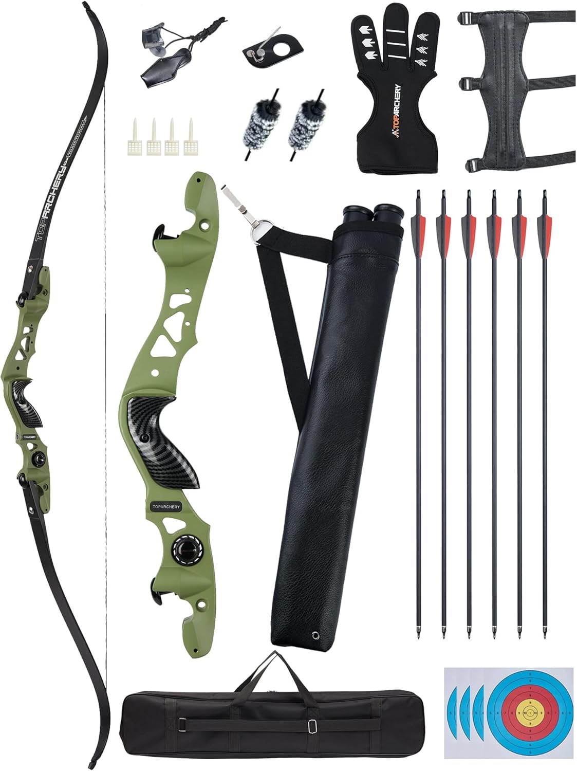 TOPARCHERY ILF Takedown Recurve Bow for Adult & Beginner,25-60LB Bow and Arrow Set 62" Recurve Hunting Bow for Outdoor Training Practice Right Hand