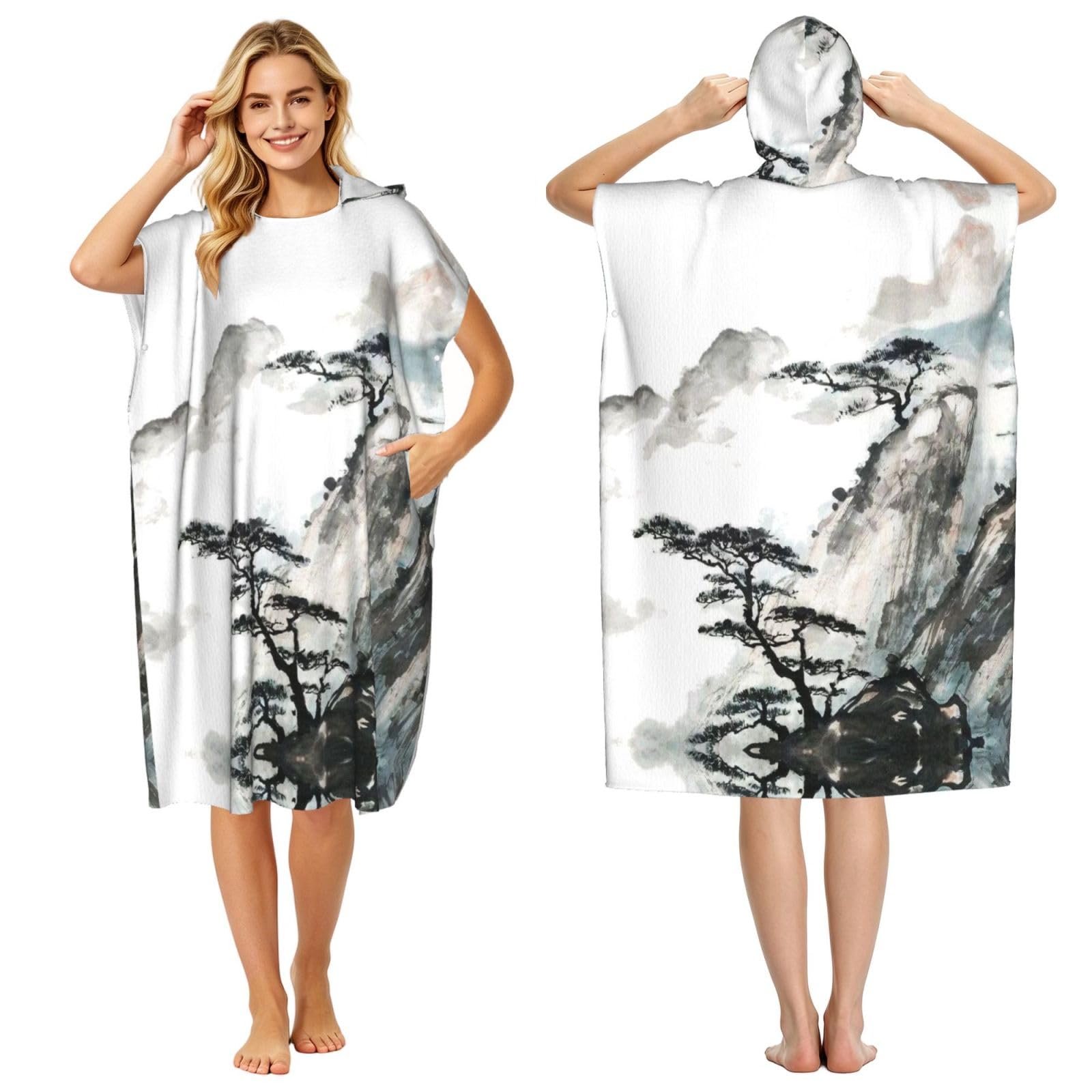 Peignoir à langer en microfibre pour natation et bain avec grande capuche