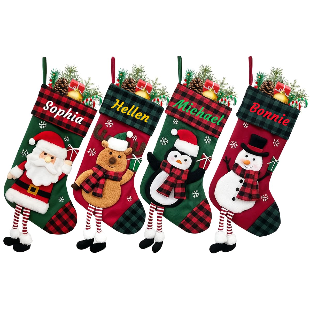 Personalized Customized Name Christmas Stockings,Custom 17.7” Large Xmas Stockings with Names,Family Decoration Gift for Fireplace Trees Doors Stairs Hanging Ornament,for Boys,Girls,Kids (1 pcs)