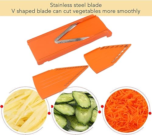 Miniatura 2 de Asixxsix Cortador de mandolina para cocina, cortador de verduras de acero inoxidable con hoja en V, cortadora manual de alimentos con hoja de acero