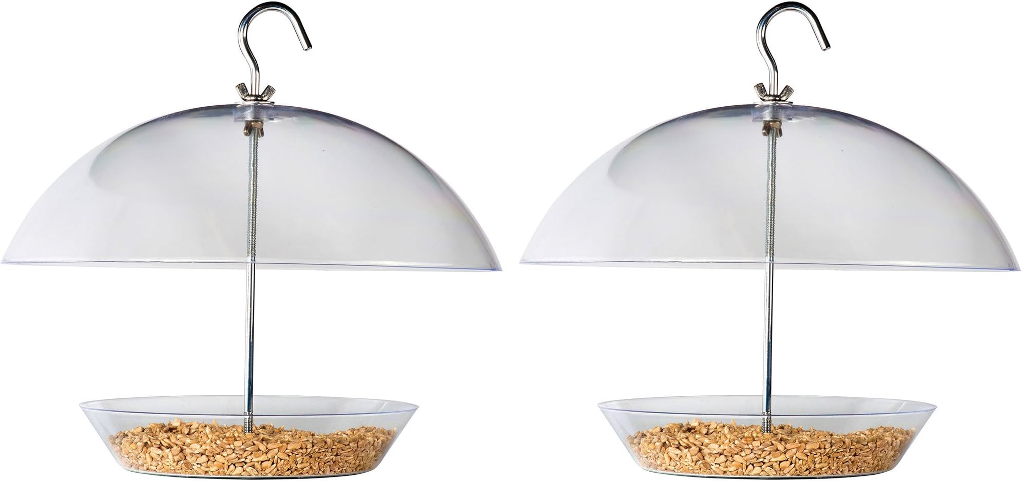 Pack of 2 LARGE Squirrel Proof Hanging Dome Bird Feeder - ideal for smaller birds - keeps the food dry