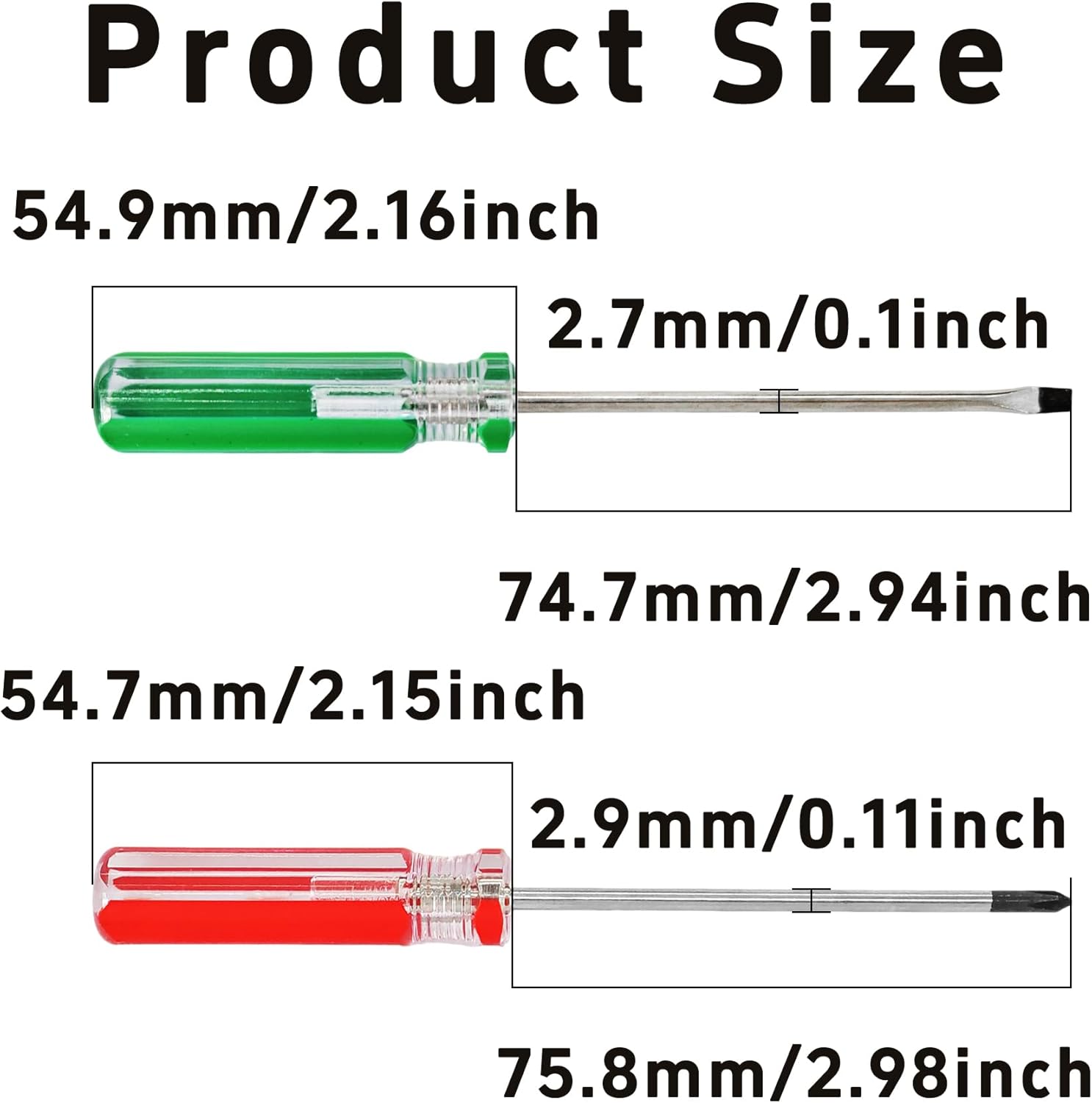 4Pcs 3mm Magnetic Screwdriver Set, Phillips and Slotted Head Tips with 3 inch Steel Shaft, Professional Hand Tools for Computer Electronics Home Repair