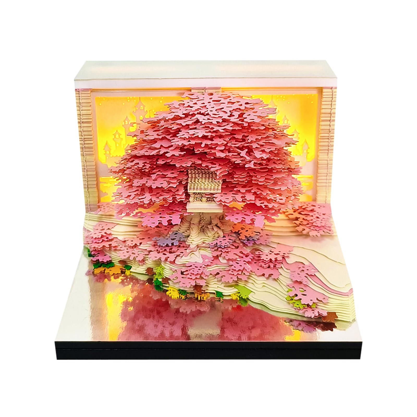 Planificateur hebdomadaire 2026 de qualité artistique avec lumière LED - Bouton pression - Calendrier de bureau permanent avec LED