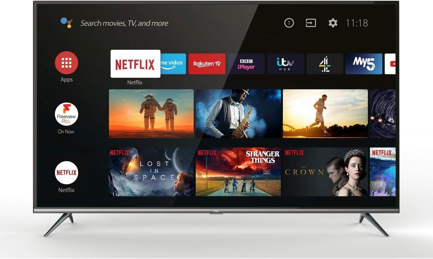 TCL EP658 55-Inch 4K Ultra HD Smart Android TV with Freeview Play, Prime Video, Netflix, YouTube, HDR10, Micro Dimming, Dolby Audio, Bluetooth, Wi-Fi, 3*HDMI, 2*USB, Slim Design - Black [Energy Class A+]
