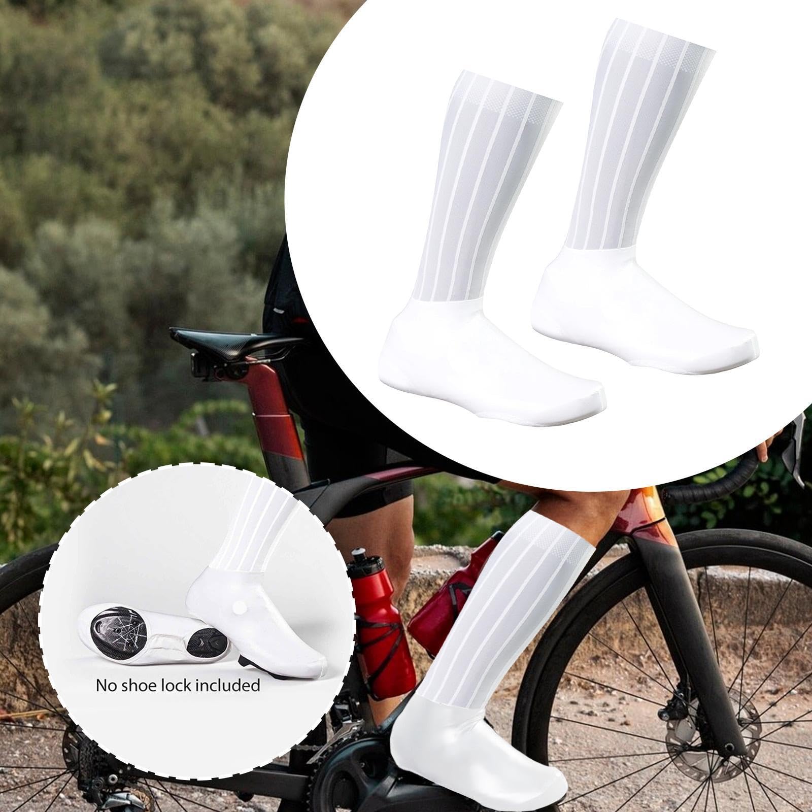 predolo Copriscarpe da ciclismo, copriscarpe da bici, da bicicletta professionali, antivento, lavabili, stivaletti per viaggi, all'aperto, White S
