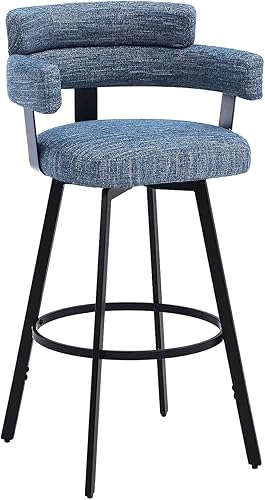 Miniatura 7 de FERFALDER Taburetes de bar de altura de mostrador con respaldo completo, sillas de bar giratorias modernas, juego de 2 con respaldo acolchado de