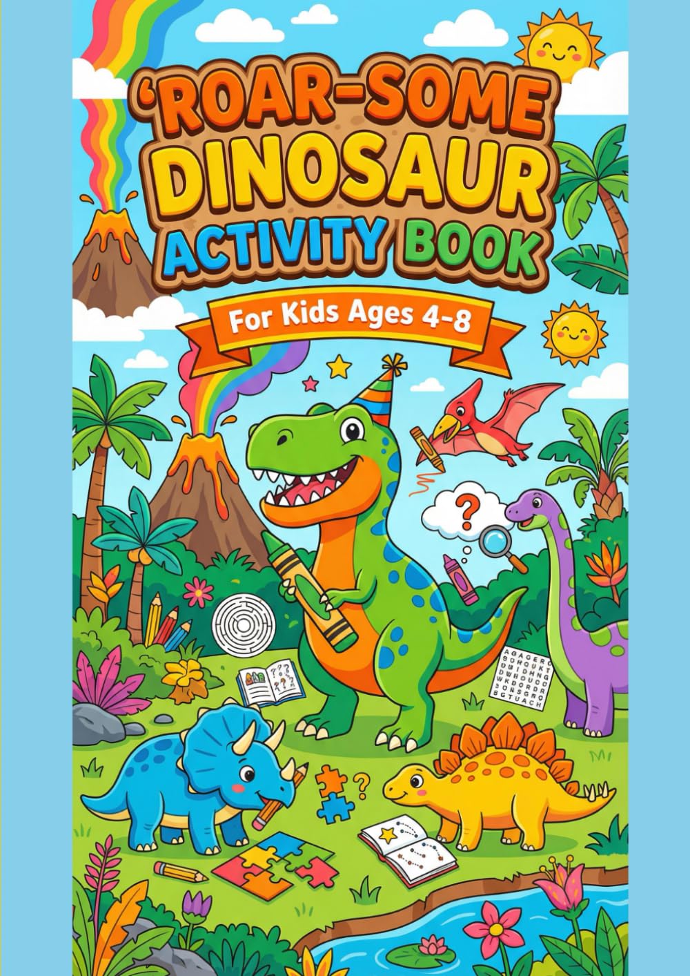 ROAR-SOME Dinosaur Activity: A Fun-Filled Workbook for Kids Ages 4-8 with Coloring Pages, Mazes, Dot-to-Dot, Word Search, Puzzles, Drawing Prompts, and More!