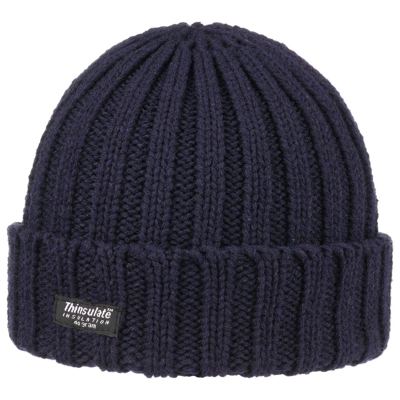 Lipodo Thinsulate Knit Beanie Hat Plain-Colored Cuff Unisex Autumn Winter Navy One Size