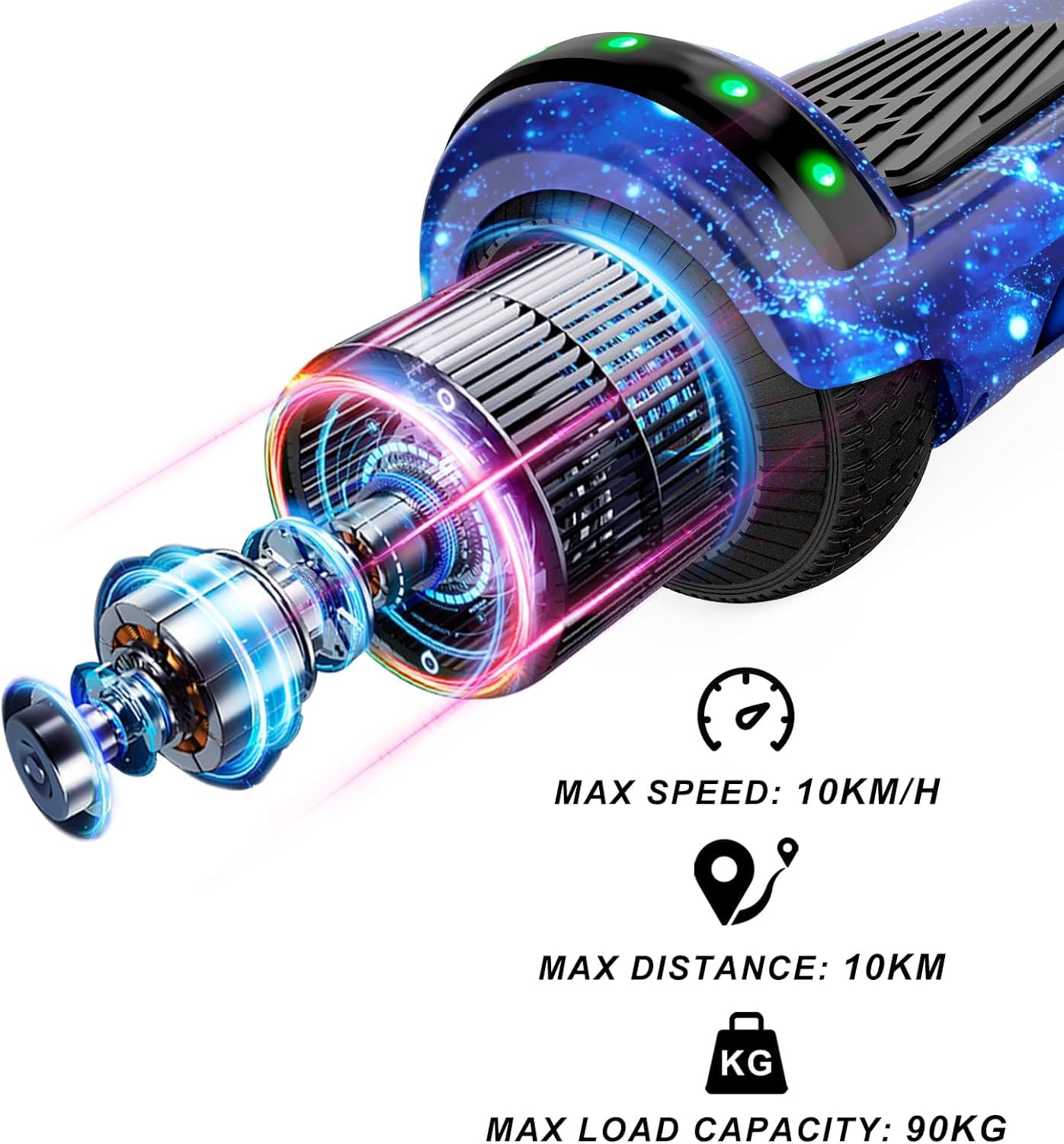 6,5 Zoll Hoverboard mit Sitz, Hoverboard mit Hoverkart für Kinder, Hoverboard mit Bluetooth-Musik und LED-Beleuchtung