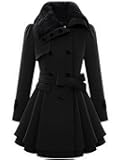 Women's Fashion Faux Fur Lapel Double-Breasted Thick Wool Trench Coat Winter Warm Jacket S-2XL