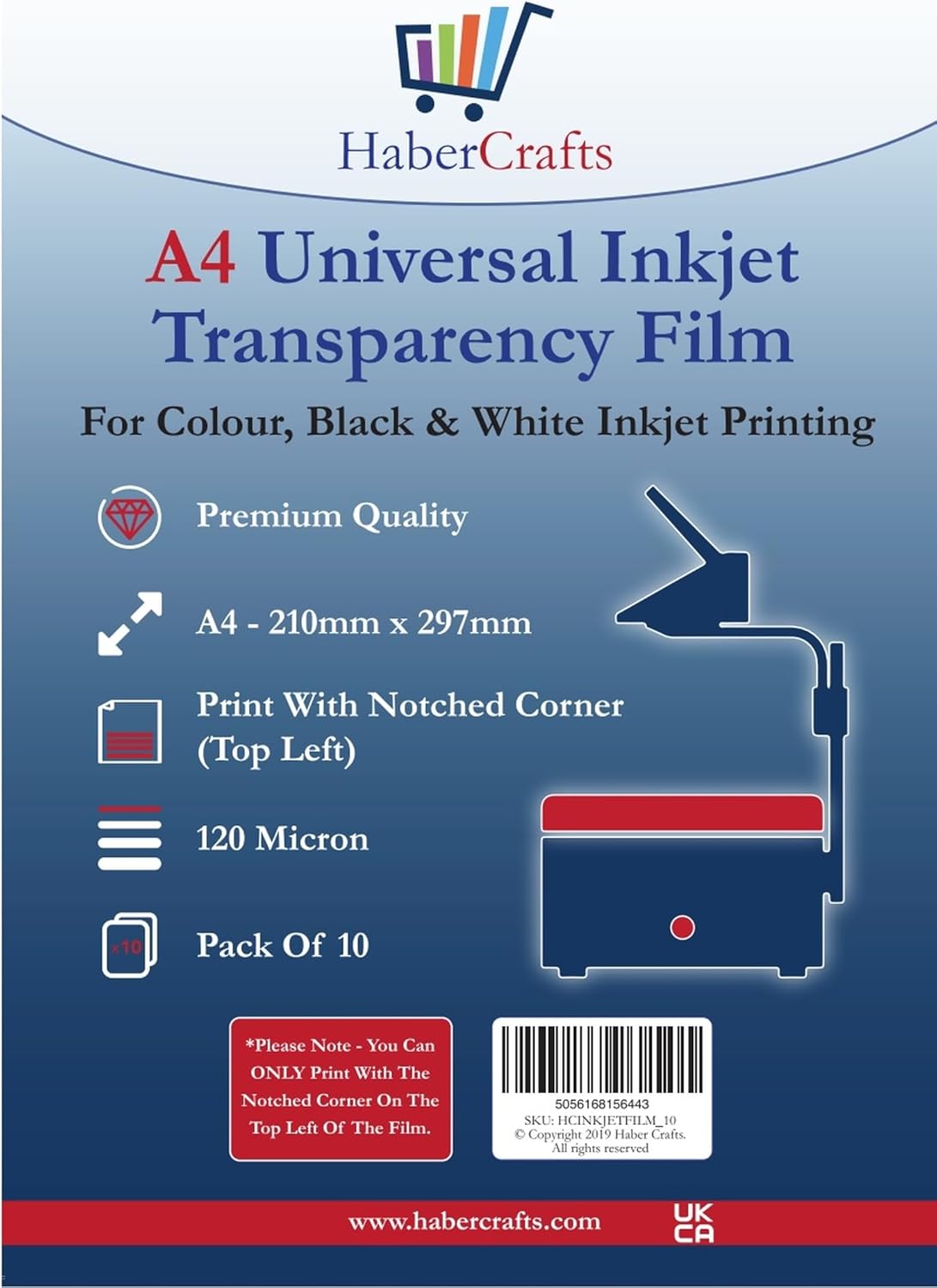 Universal Inkjet Transparency Film A4 Clear OHP Sheets Ink Jet Printer