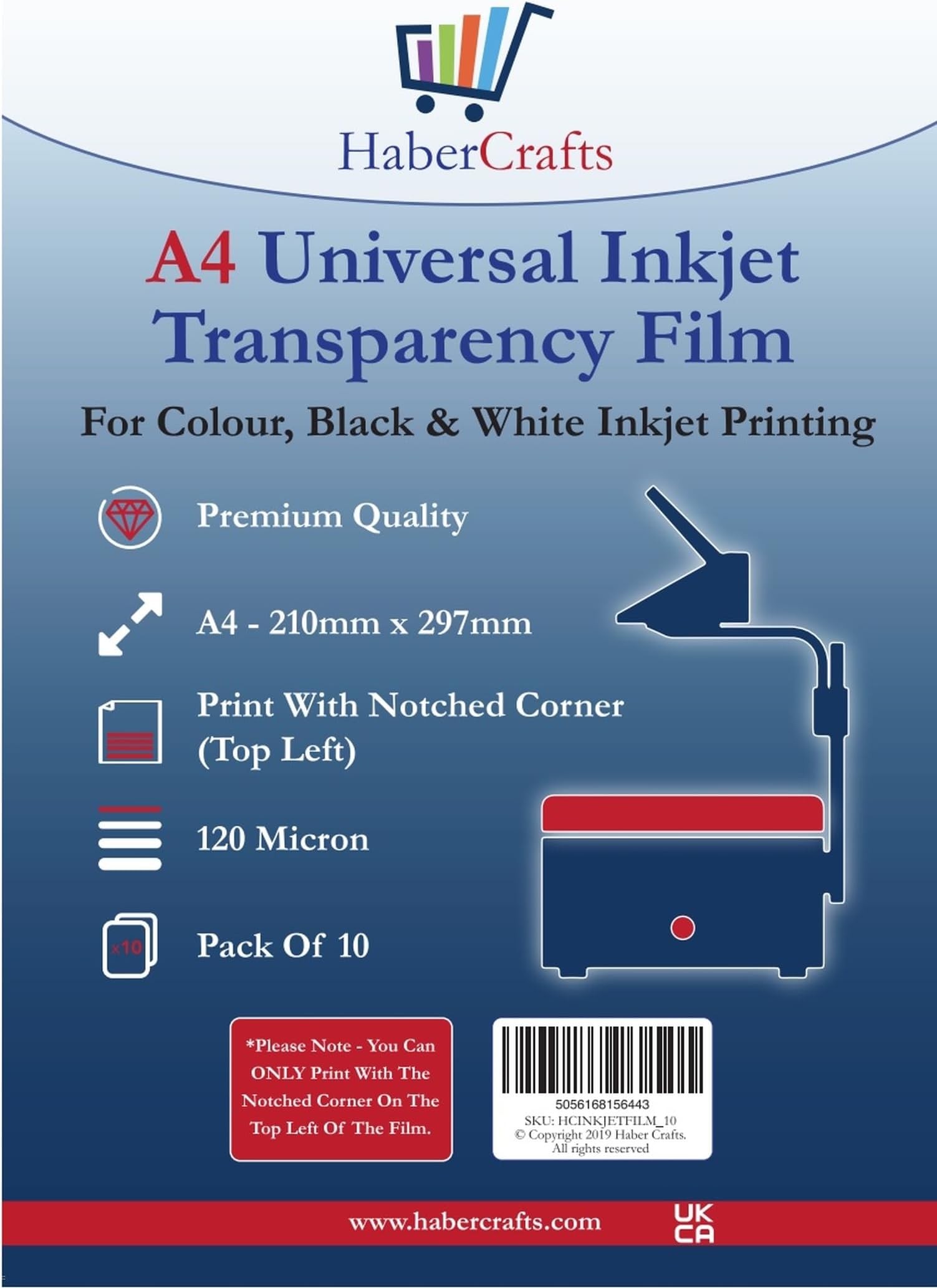 Universal Inkjet Transparency Film A4 Clear OHP Sheets Ink Jet Printer Acetate Film Overhead Projector Film Tracing Graphic Design Transparency Paper Printable Sheets Fast Dry 120 Micron (10 Sheets)