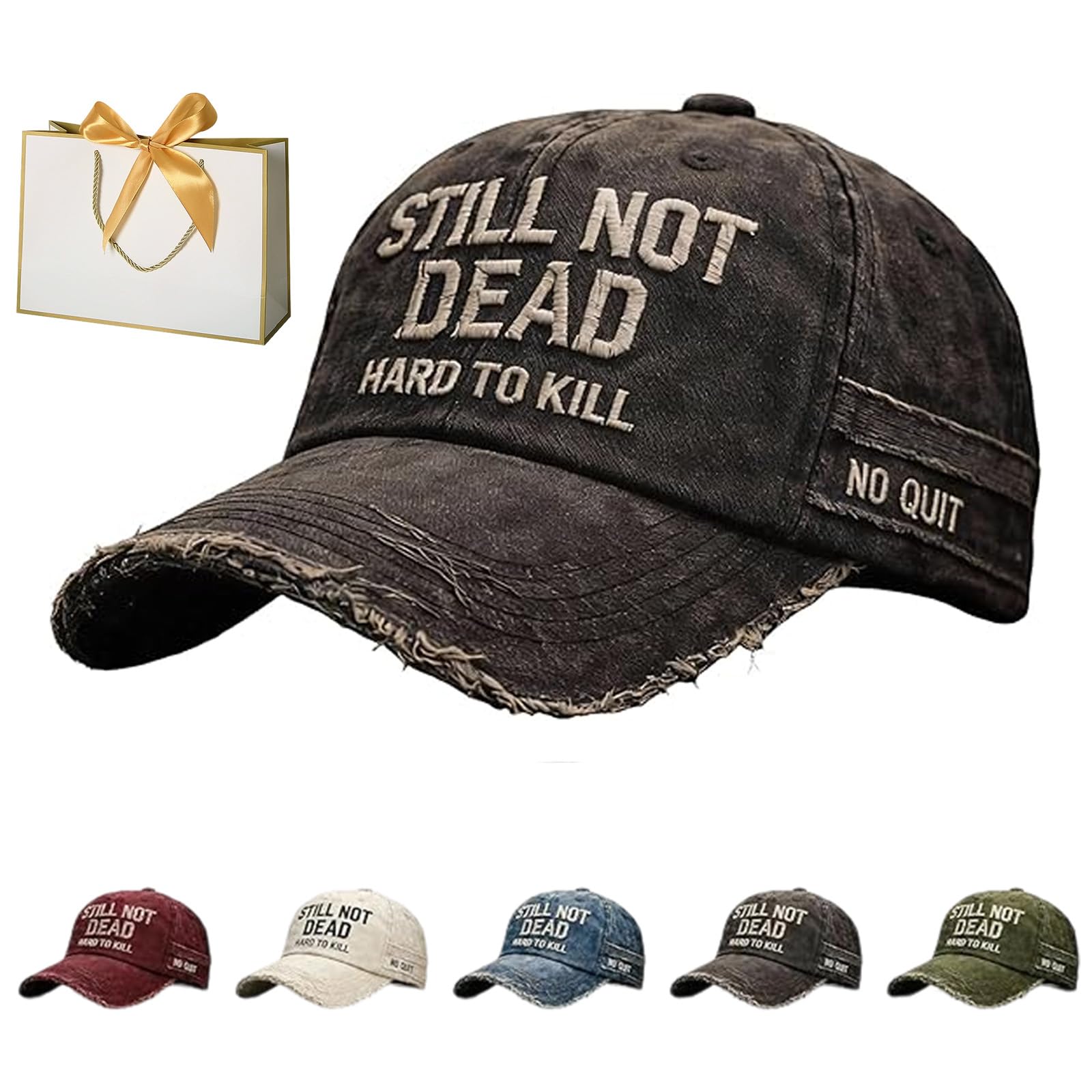 Snrtevu Men's E Still Not Dead Cap Hard To Kill Hat - Funny Saying Humorous Baseball Caps, Vintag Dad Hat Break Distressed For Wo (E)