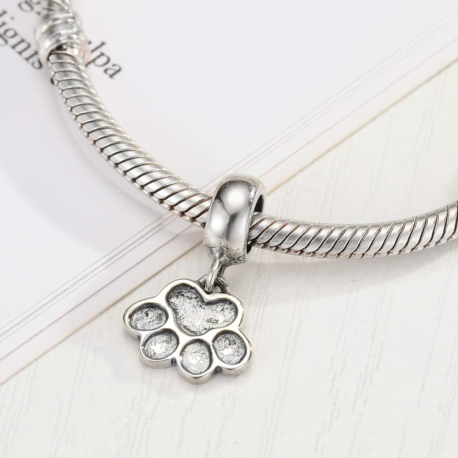 Paw print Charm Sterling Silver Pawprint Charm Bead for Pandora Charms Bracelet