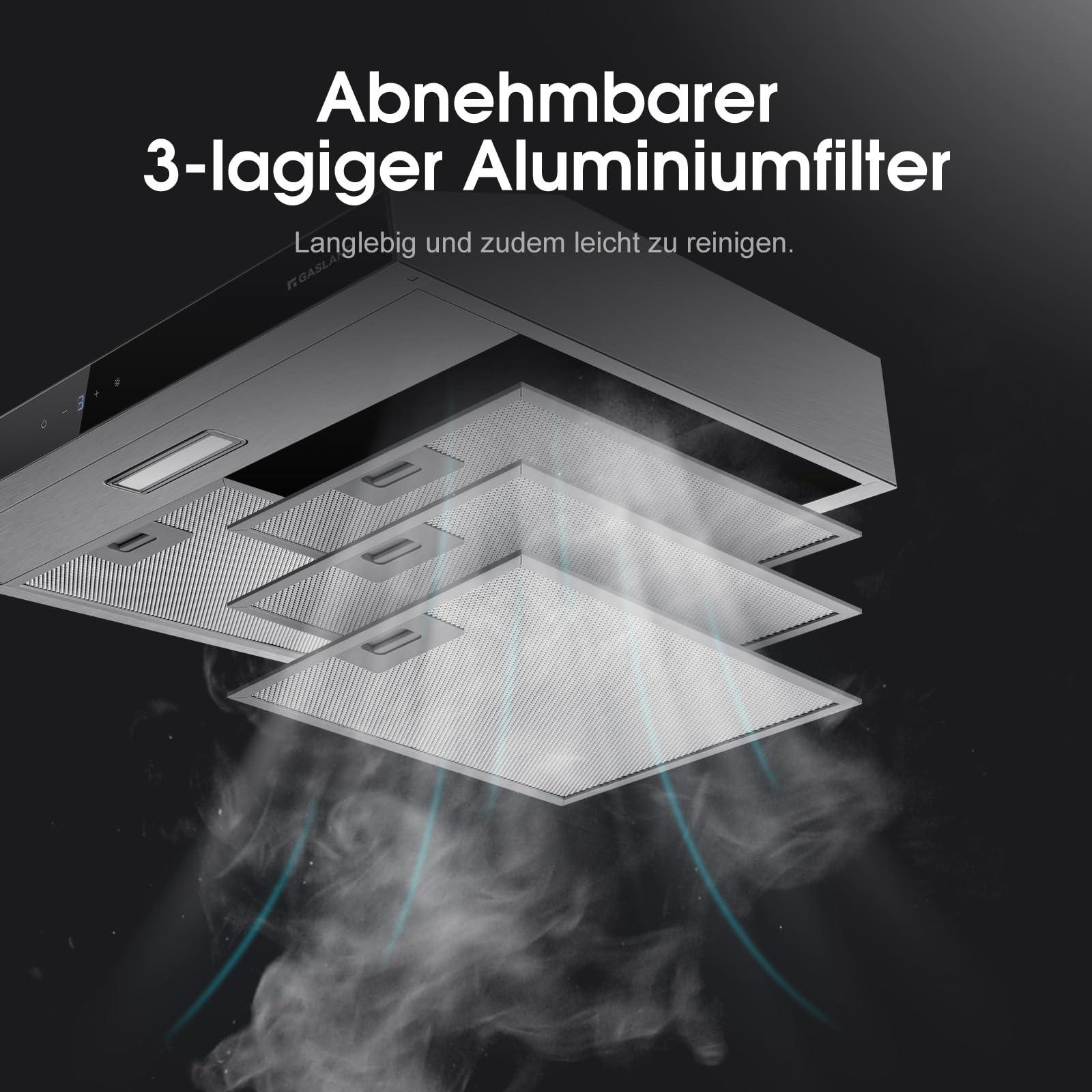 Gasland Chef SR60SS Dunstabzugshaube 60cm Umluft Abluft 202 m³/h Aktivkohlefilter 3 Stufen Touch Control Edelstahl