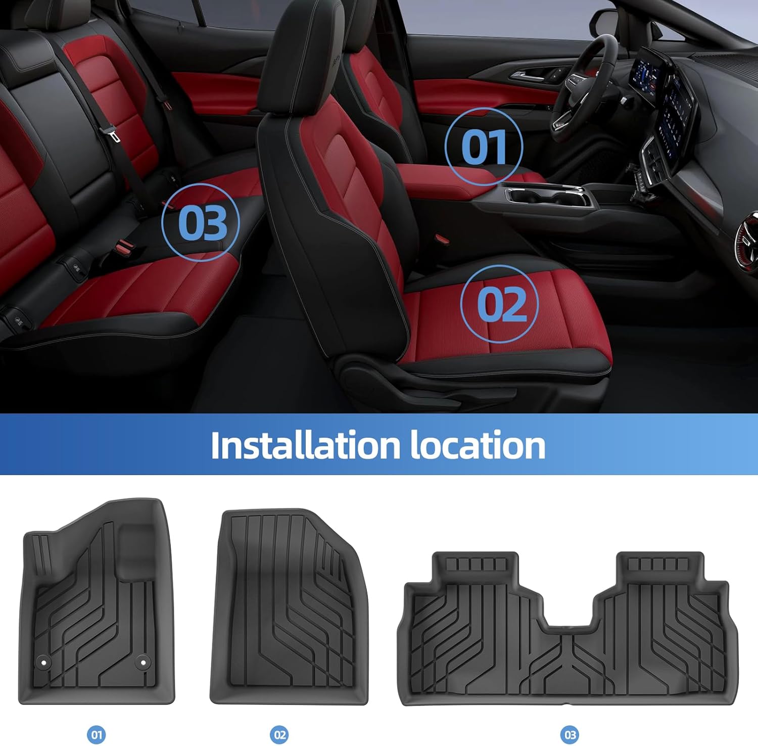 SMABEE Floor Mats & Cargo Liner for Chevy Equinox EV 2026 2025 TPE All Weather Floor Liners Trunk Mat Cargo Mat Accessories Interior Black