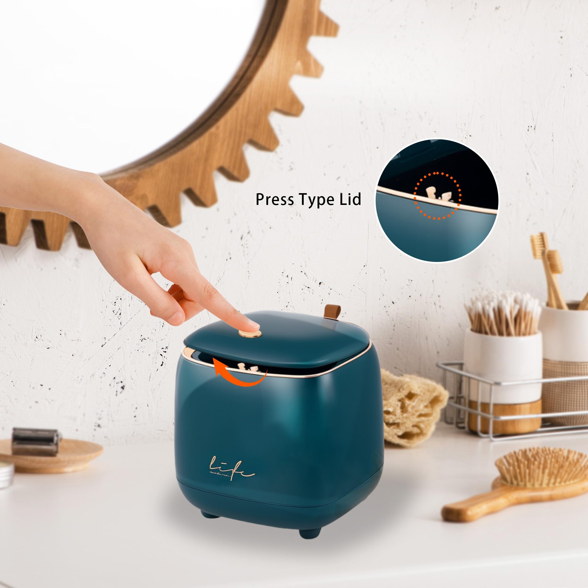 Mini Pattumiera Da Scrivania Con Coperchio A Pressione: Cestino Piccolo Per Ufficio, Camera Da Letto E Bagno, Inclusi 40 Sacchetti - 4