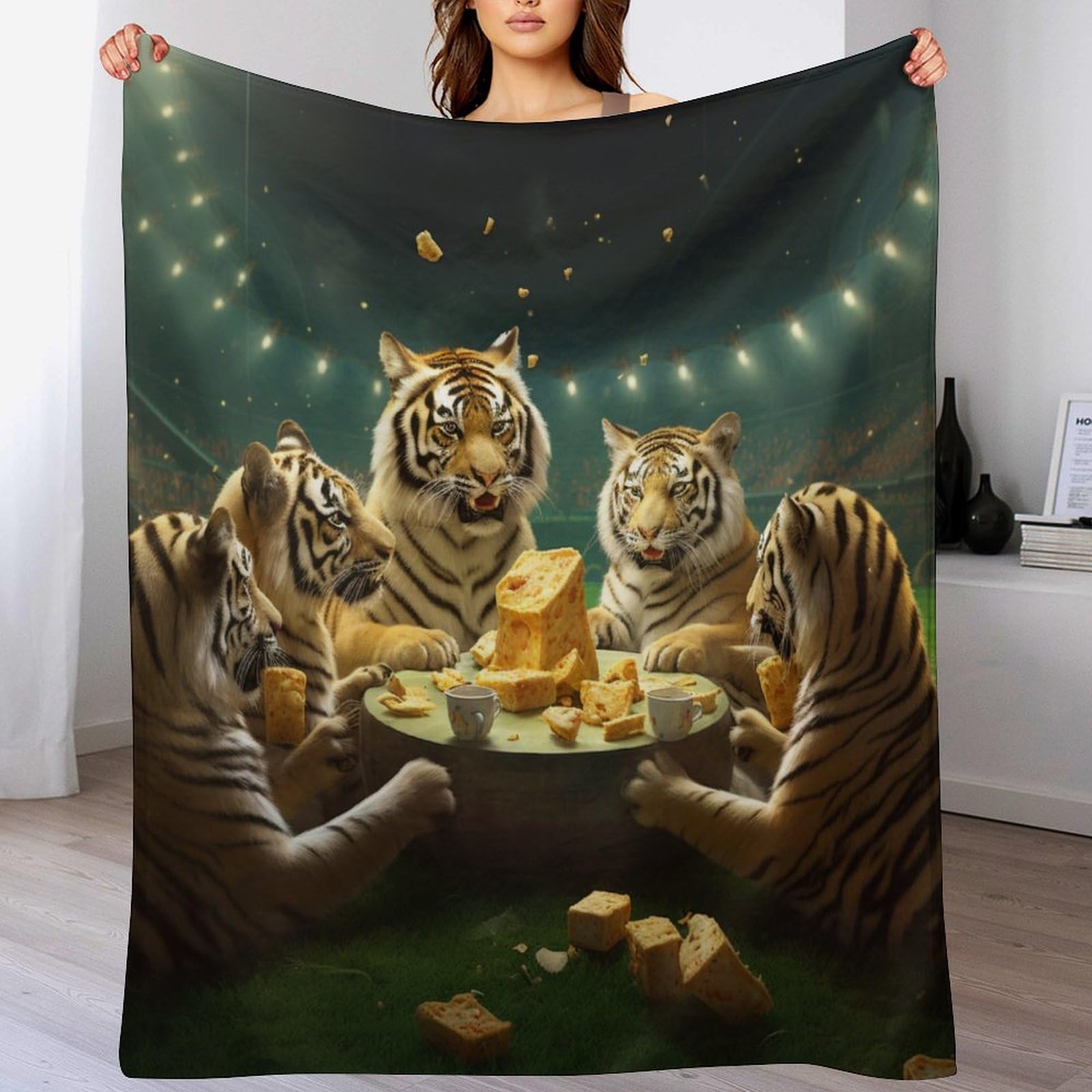 Manta de forro polar de tigre de franela cálida para sofás y camas suaves de 130x180 cm
