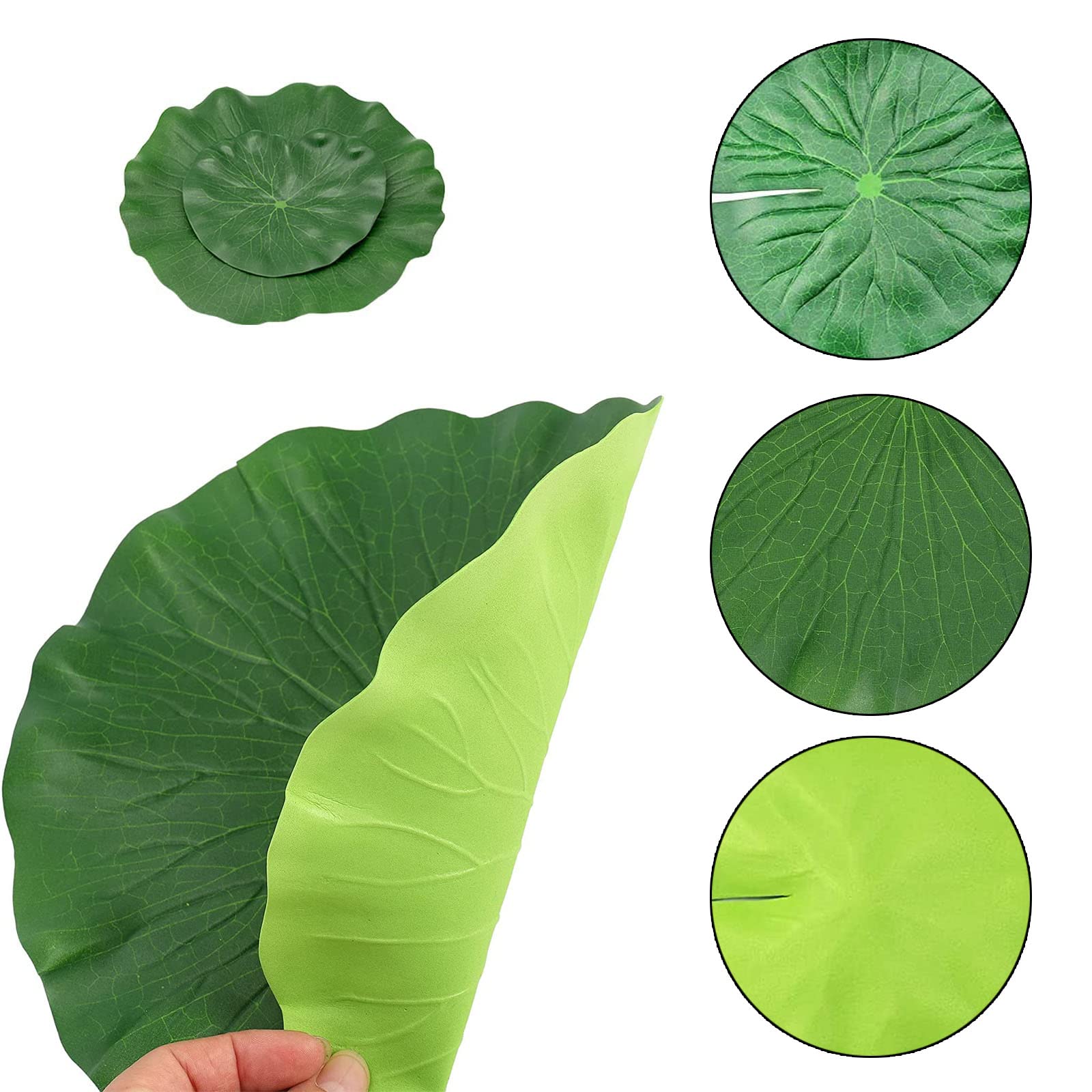 Foglie Di Loto Artificiali Molain - 8 Pezzi Ninfee Galleggianti In Schiuma Per Laghetti E Acquari - Foto 8