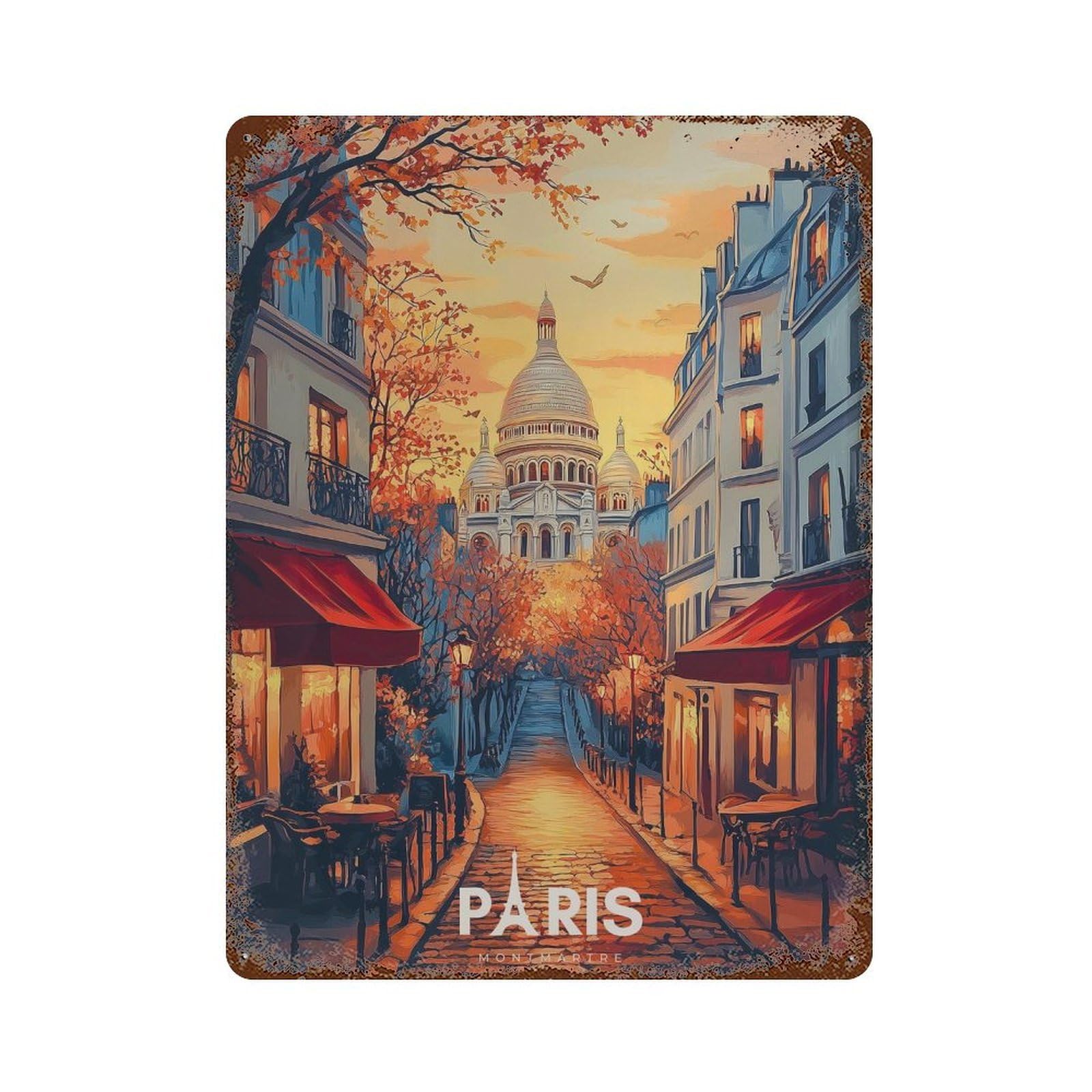 xiaoxiaoshen Montmartre Paris Vintage France Travel Sacré (2) Wall Decor Art Metal Tin Poster Modern Home Decor Art Home Bar Shop Decorations Vintage Sign 40x30cm
