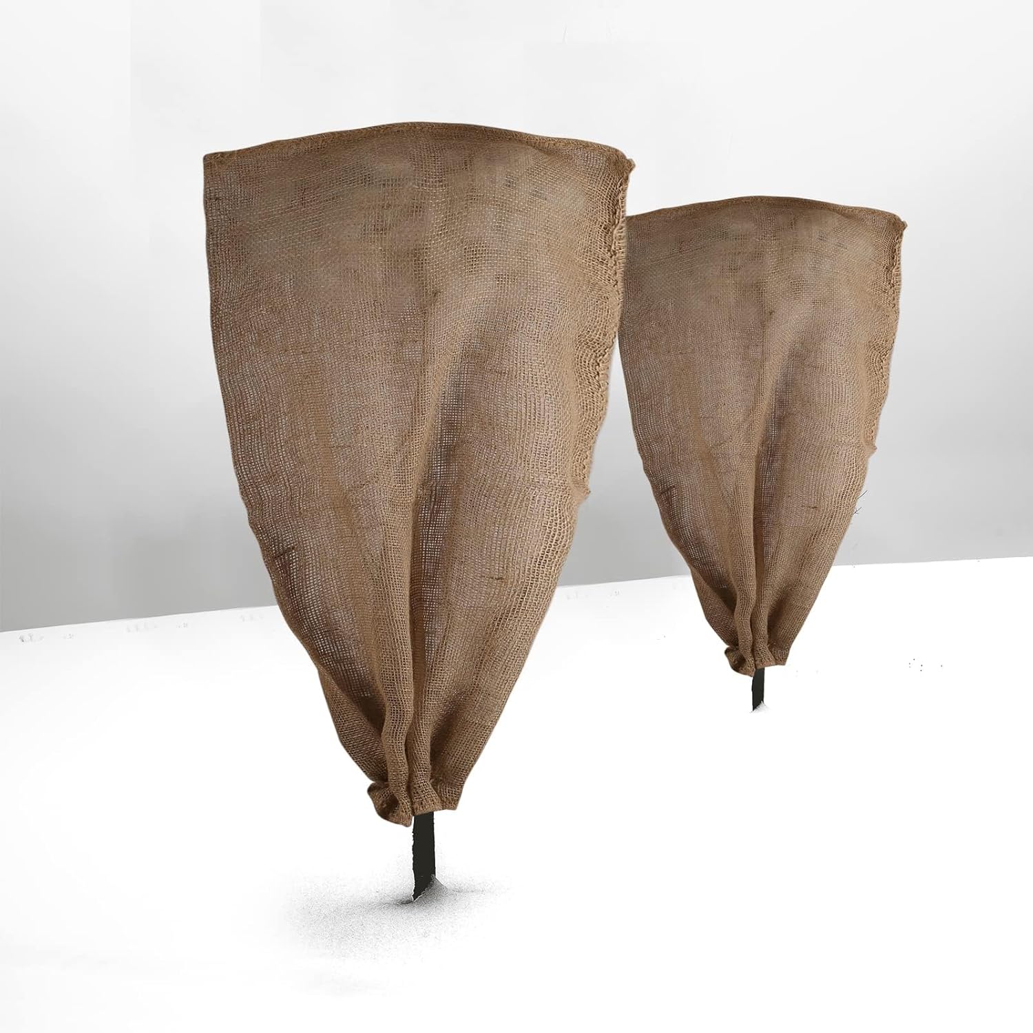 3 Pack 24'' x 40'' Reusable Warm Burlap Winter Plant Cover Bags with Drawstring Burlap Plant Covers Freeze Protection Large Plant Frost Cloth Cold Freeze Blanket Protecting Fruit Tree Potted Plants