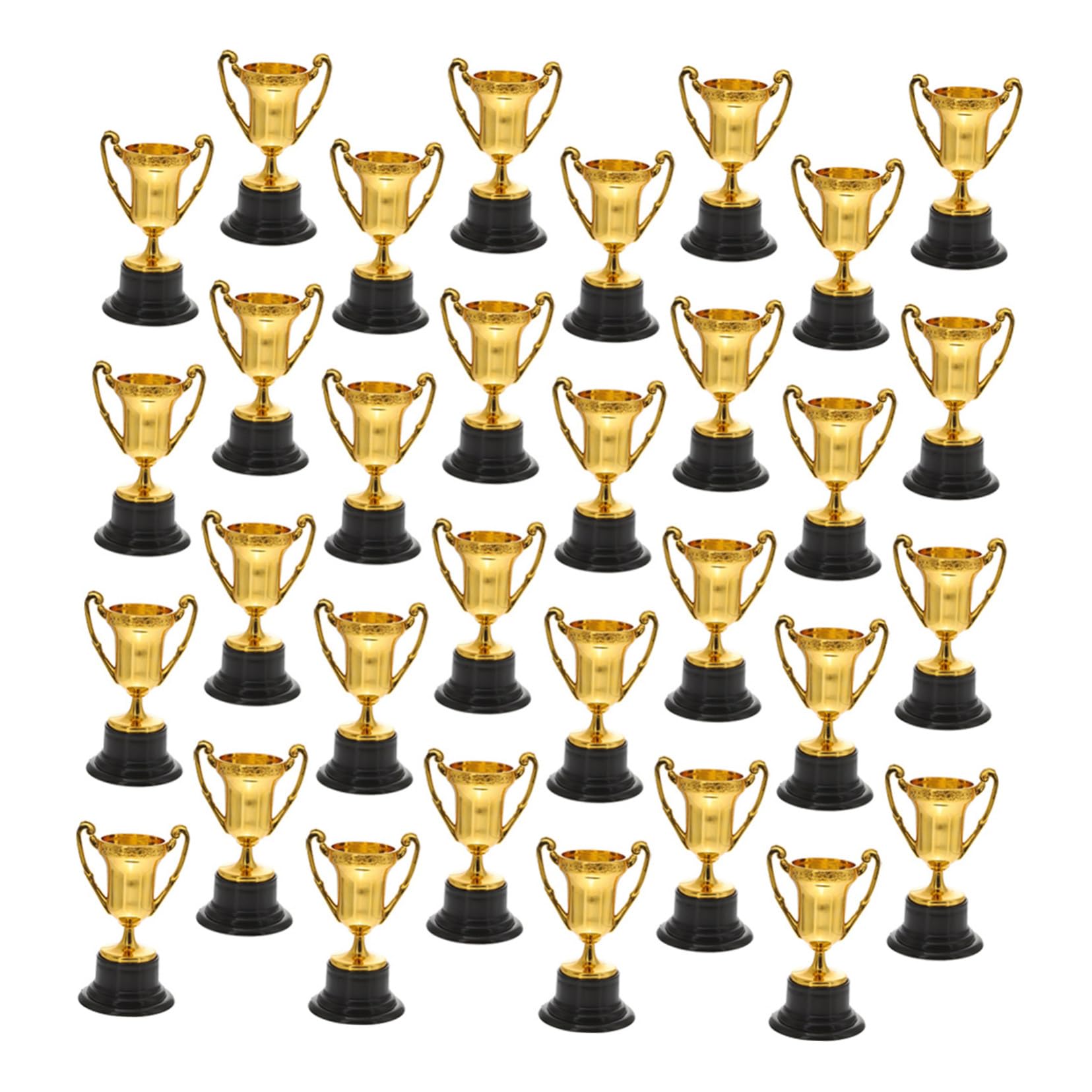 ibasenice 32 Copas de Trofeo de Plástico Dorado, Mini Premios Ligeros y Fáciles de Llevar para Decoraciones de Mini Trofeos en Fiestas y Eventos Deportivos