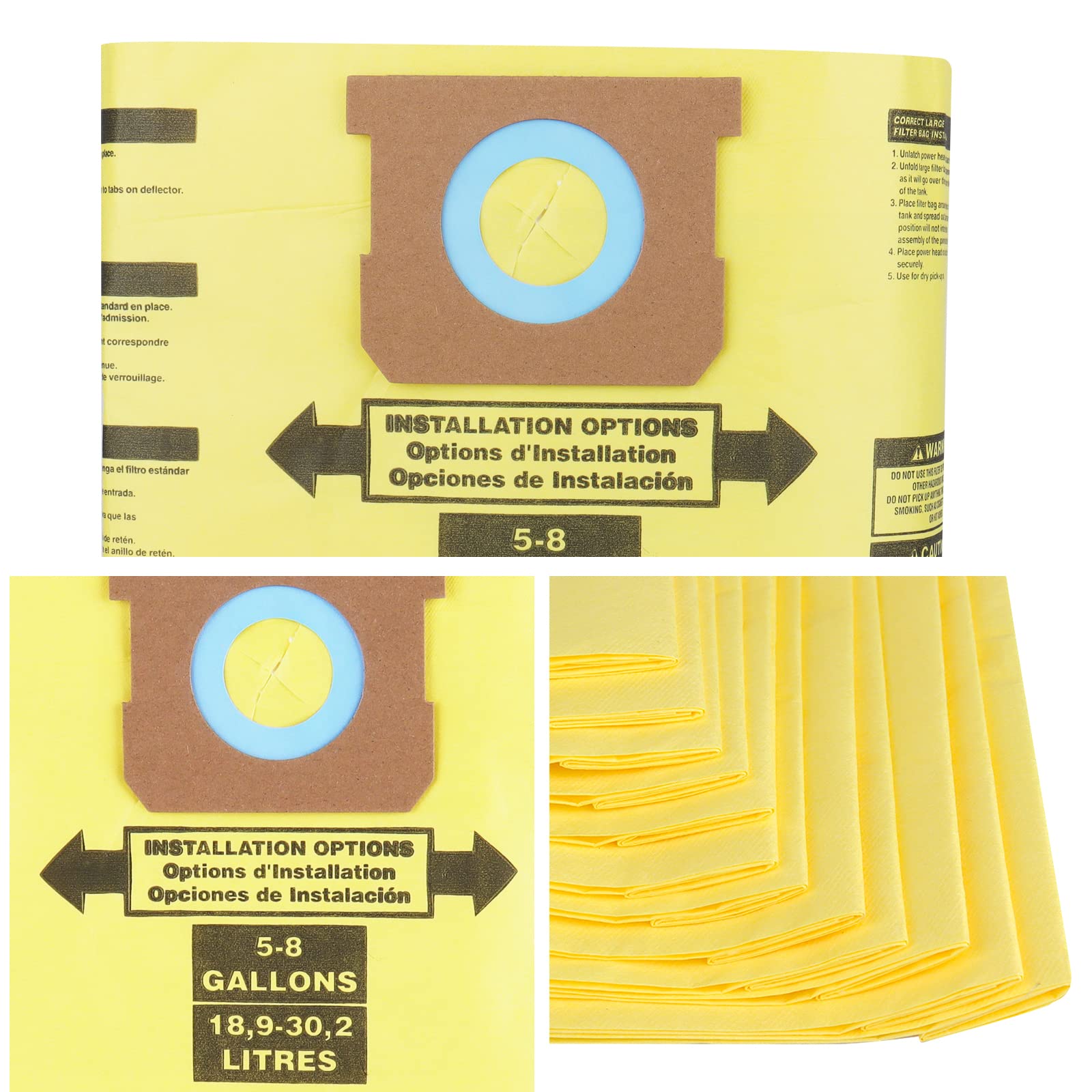 5-8 Gallon Vacuum Bags For Shop Vac Type H 90671, Type E 90661, Double - View #2