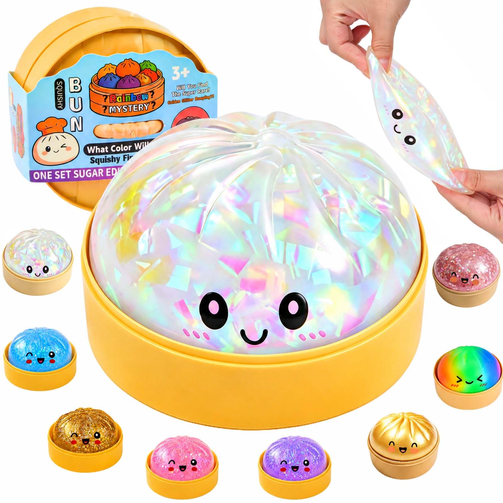 Glitter Squishy Bao Dumpling Toy, Giant Mystery Dumpling Stress Relief Toy