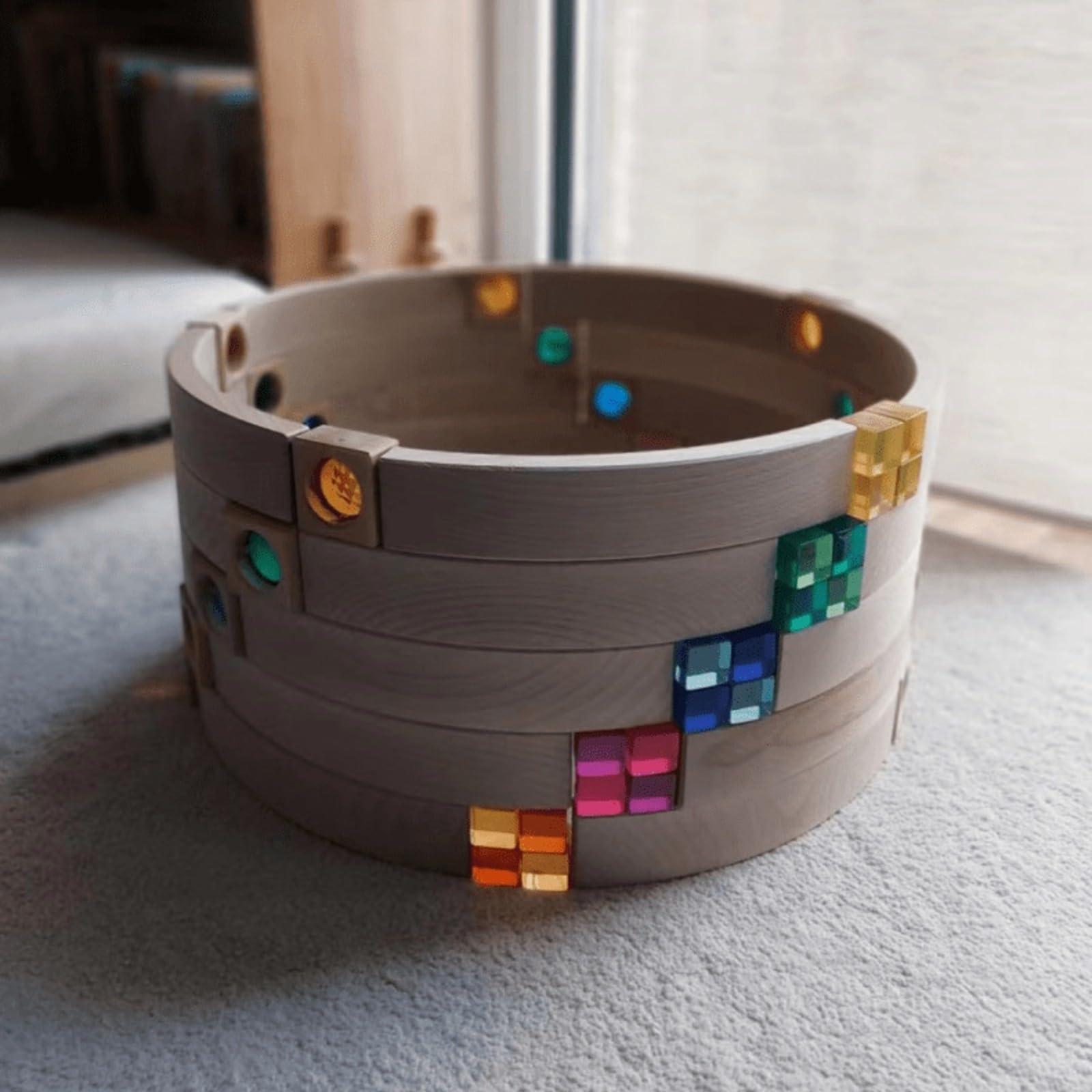 50 Pezzi Gioco di Costruzione in Legno di Faggio Resistente Gioco Costruzione con Scatola Legno Giocattolo Educativo per Asilo, Casa