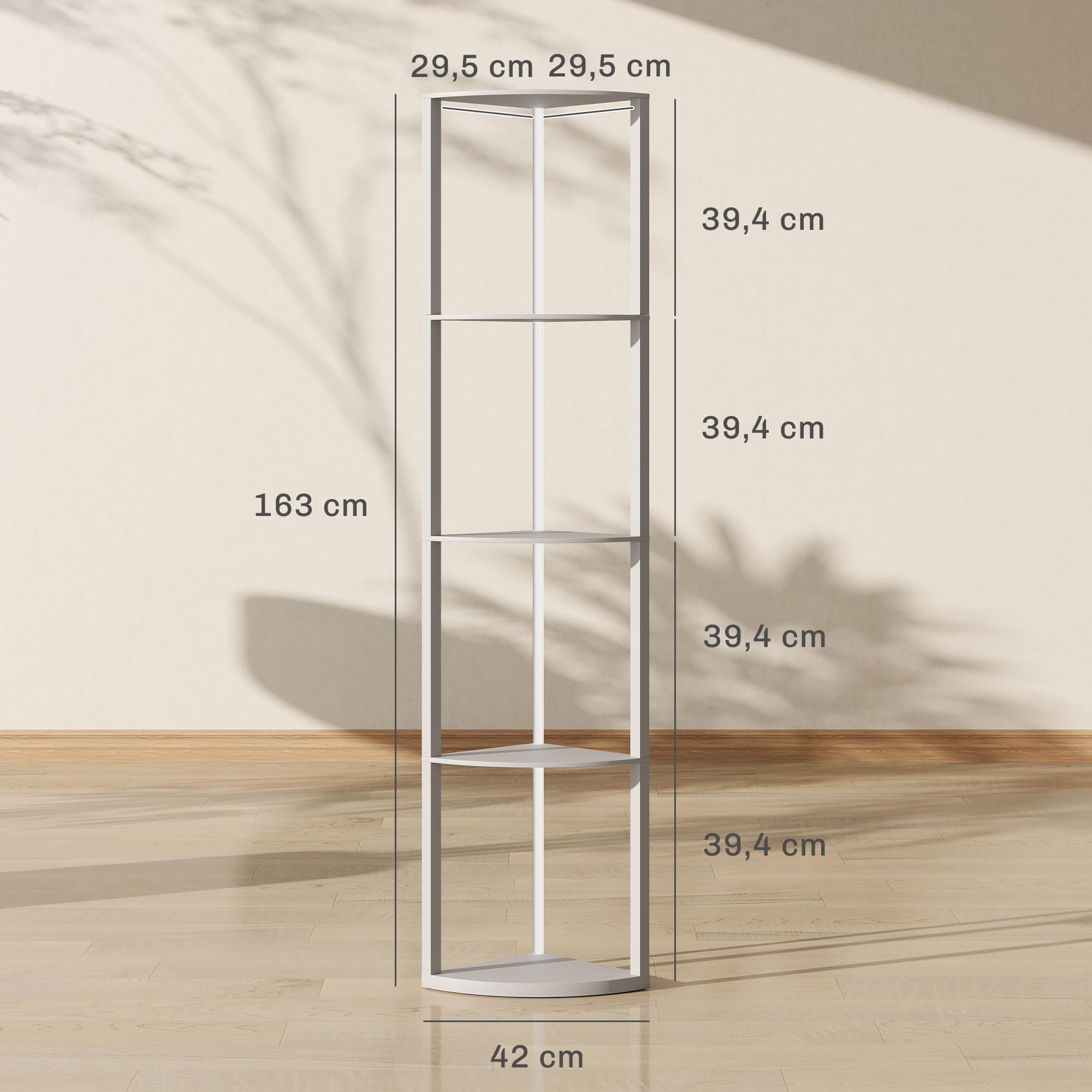 HOMCOM lampa podłogowa LED RGB z półkami, 4-poziomowa, z regulacją jasności i pilotem, nowoczesna lampa narożna do salonu, sypialni i biura, szara