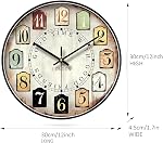 European Style Silent Non-Ticking Round Classic Clock Retro Quartz Decorative Battery Operated Wall Clock for Living Room Kitchen Home Office 12 inch