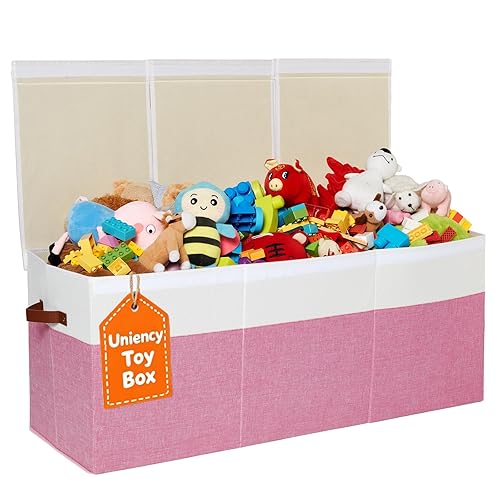 Miniatura 11 de Caja de juguetes extragrande, plegable y resistente de 150 litros con tapa, organizador de almacenamiento para niños de 40 x 14 x 16 pulgadas, baúl