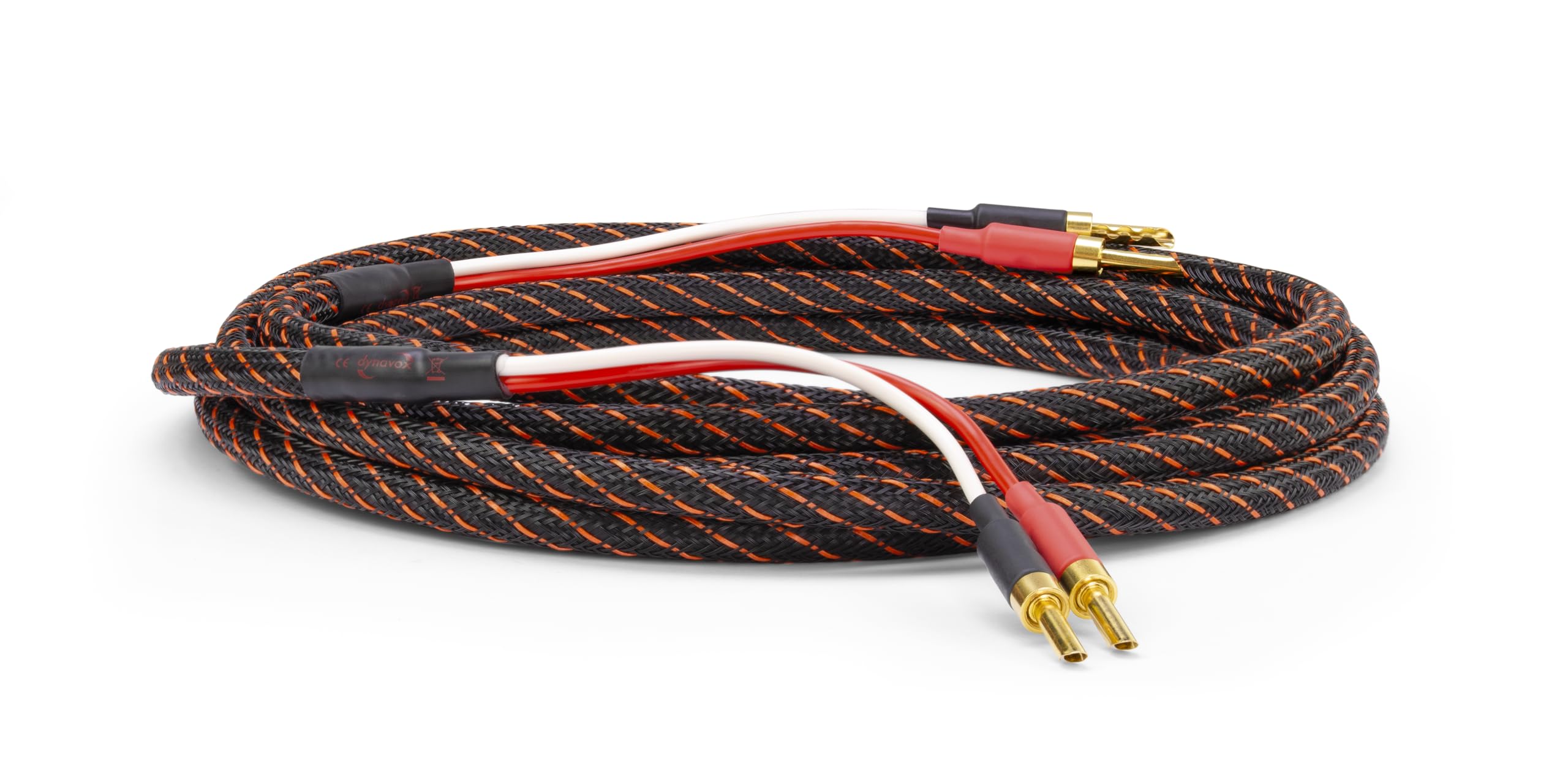 Dynavox Perfect Sound Flex kabel głośnikowy, konfekcjonowany, bardzo elastyczny, kabel HiFi z pozłacanymi wtykami bananowymi, transmisja sygnału, wysoka czystość miedzi OFC, para, długość 5 m