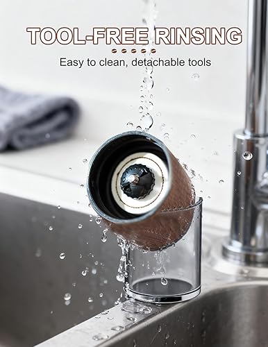 Miniatura 4 de Molinillo de café manual con acabado de grano de madera, compacto 5 rebabas cónicas preestablecidas, capacidad de 1.06 oz para todos los métodos de