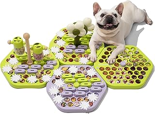 MEWOOFUN Dog Puzzle Toy Set, Interactive Treat Dispenser, Brain Training Toy for Small Medium Large Dogs (Green & Purple Set, M*4) product image