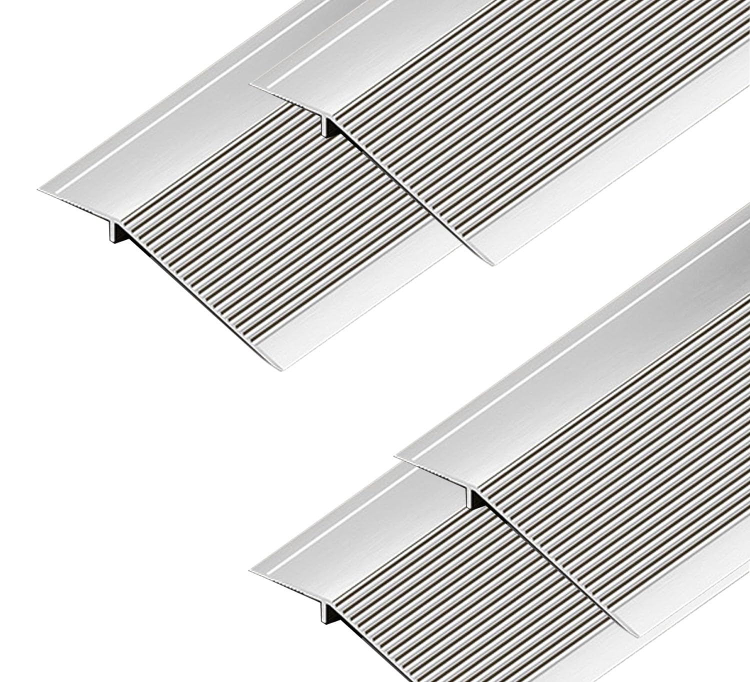 4 Pack Aluminum Floor Transition Strip Door Bar,Floor Bar for Doorways Threshold Ramp Tile Laminate Planks,Bridge The Height is 30mm(Silver,0.9m × 10cm)