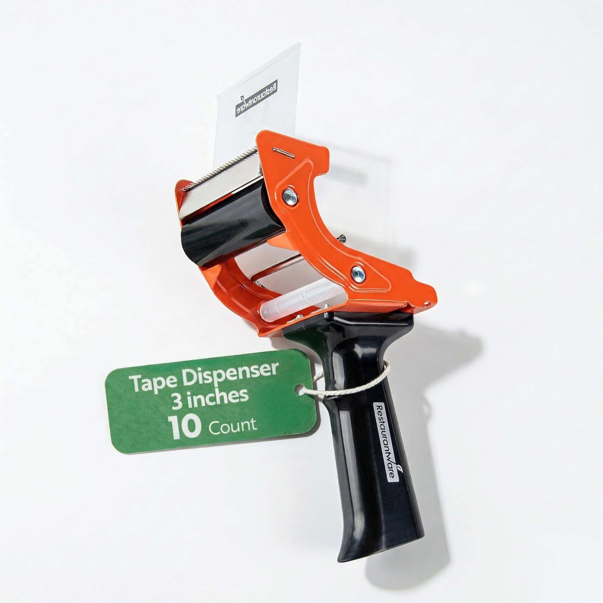 Restaurantware RW Base 7,6 cm Pistole Dispenser Nastro 10 Dispenser di Nastro Resistente - Manico in Gomma Regolazione Manopola di Tensione Arancione Ferro Portatile Dispenser di Nastro per